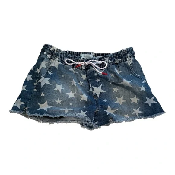 Women's Star Print Denim Drawstring Shorts Trendy,4thJuly, Patriot,America Large - Picture 1 of 2